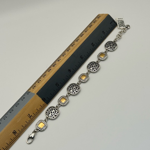 Brighton Shadow Play Bracelet Two-Tone Gold & Silver Plated Clear Crystals 8" - Picture 5 of 9